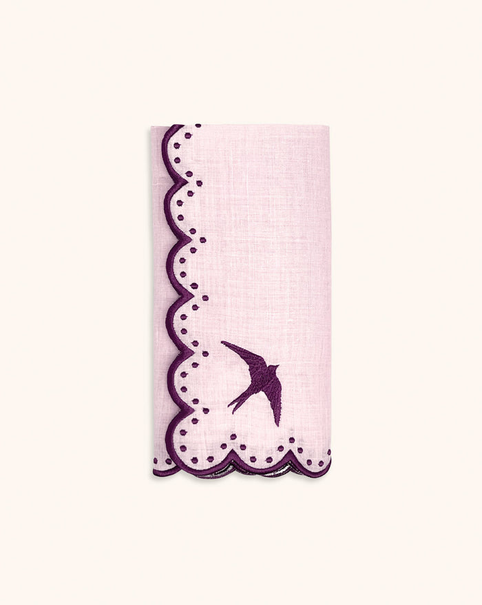 Servilleta Little Daisy Paloma Rosa. Set de 4