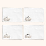 Coctelera de Cisne en Lino con Bordado Ivory. Set de 4