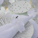 Servilletero de Cisne en Lino con Bordado Ivory. Colección Navidad. Set de 4