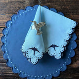 Set de 4 Individuales Bordado Little Daisy Azul