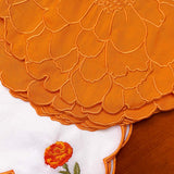 Individuales Flora en Algodón Naranja Bordado de Cempasúchil. Set de 4