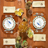 Set de Mantelería con 4 Individuales Hongo de Terciopelo Café, 4 Servilletas de Bellotas y 4 Cocteleras de Calabaza