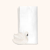 Servilleta de Cisne en Lino con Bordado Ivory. Set de 4