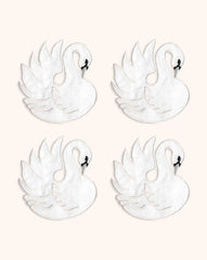 Cubre Copa de Cisne en Lino con Bordado Ivory. Colección Navidad. Set de 4