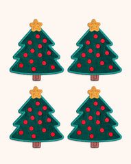 Cocteleras en Forma de Árbol de Navidad en Terciopelo Verde. Set de 4