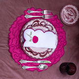 Individuales Flora en Algodón Fucsia Bordado de Celosía. Set de 4