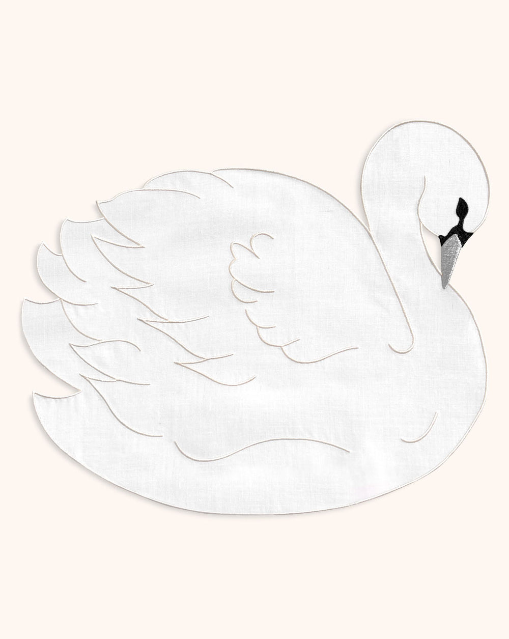 Individual de Cisne Blanco y Negro en Lino. Colección Navidad. Set de 4