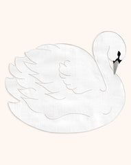 Individual de Cisne Blanco y Negro en Lino. Colección Navidad. Set de 4