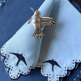 Set de 4 Servilletas Little Daisy Bordado Golondrina en Lino Azul