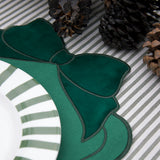 Individuales Moño Verde en Algodón con Terciopelo Verde. Set de 4