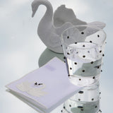 Coctelera de Cisne en Lino con Bordado Ivory. Set de 4