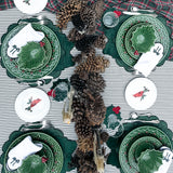 Individuales Moño Verde en Algodón con Terciopelo Verde. Set de 4