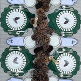 Individuales Moño Verde en Algodón con Terciopelo Verde. Set de 4