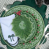 Individuales Moño Verde en Algodón con Terciopelo Verde. Set de 4