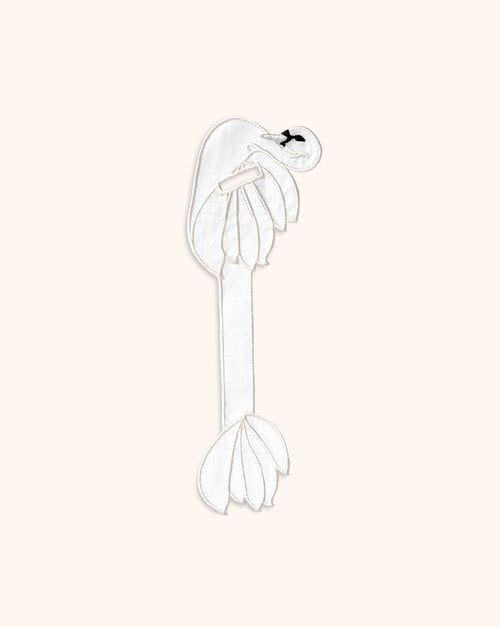 Servilletero de Cisne en Lino con Bordado Ivory. Colección Navidad. Set de 4