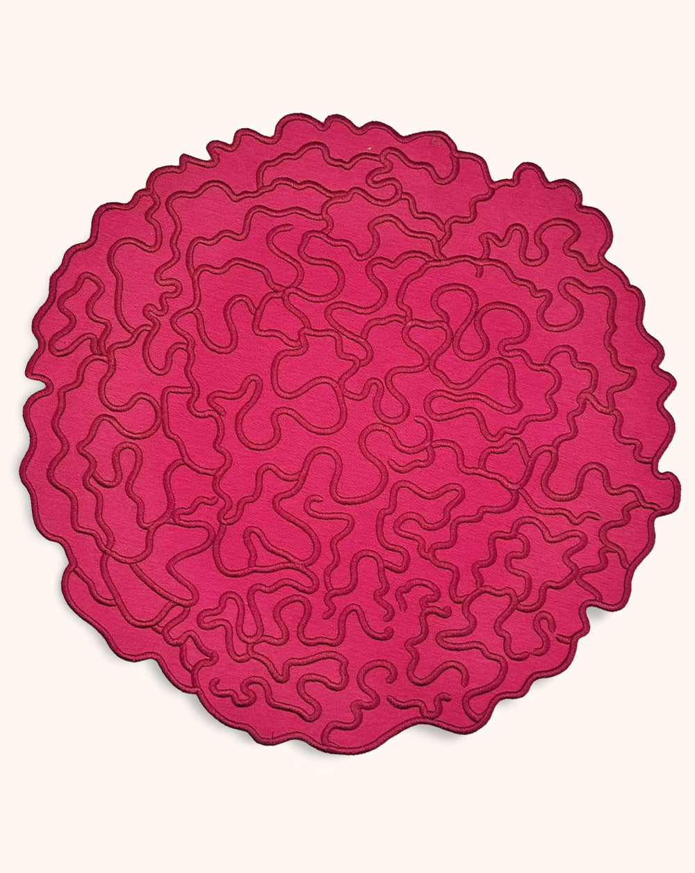 Individuales Flora en Algodón Fucsia Bordado de Celosía. Set de 4