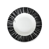 Platos Soperos Negros con Rayas Blancas, set de 4