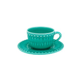 Tazas de Té con Platito Fantasía Aqua. Set de 4