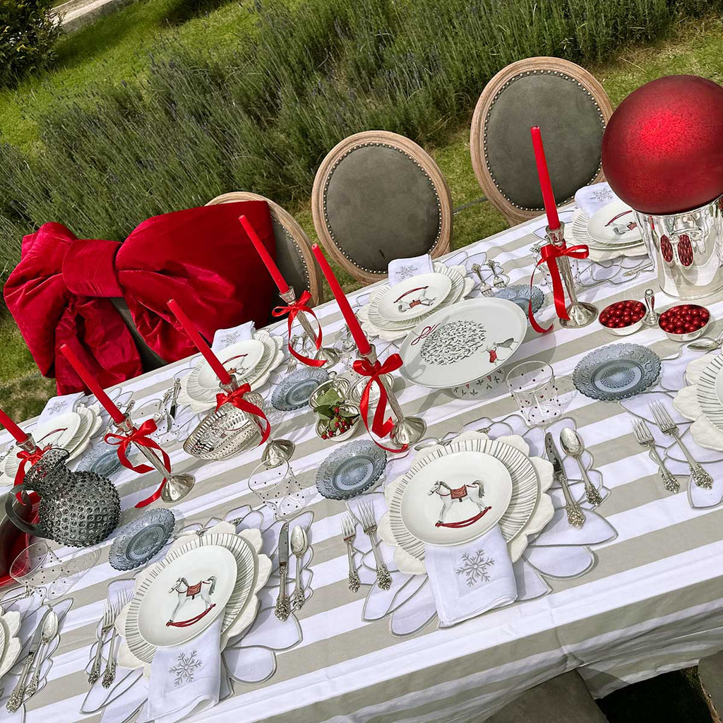 Bajo Plato Geranio Blanco. Set de 4