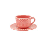 Tazas de Té con Platito Fantasía Rosa. Set de 4