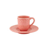 Tazas de Café con Platito Fantasía Rosa. Set de 4
