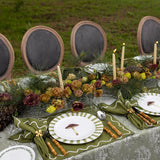 Mantel de Mesa Completo con motivos de Toile con Caballos en Fondo Verde