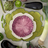 Platos Trinche en Forma de Hoja de Repollo Morado de 24 cm. Set de 4