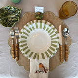 Plato Sopero Candy Cane Verde Olivo. Set de 4