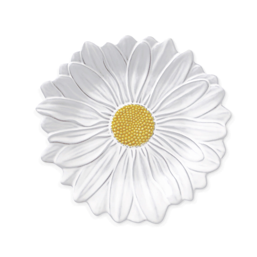 Plato para ensalada de cerámica en forma de flor Margarita blanca, marca Bordallo Pinheiro