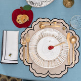 Platos Trinche de Rayas Doradas, set de 4