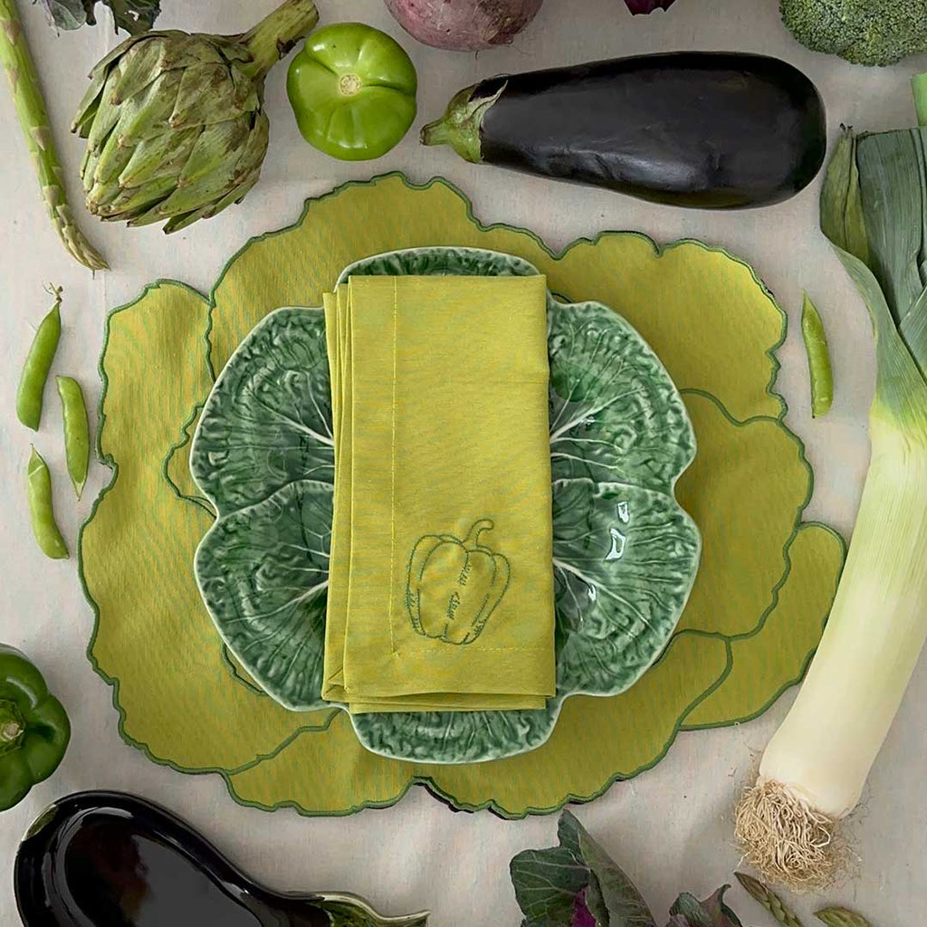 Plato Trinche Repollo Verde. Set de 4