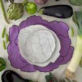 Individuales Veggies en Algodón Morado Bordado de Repollo. Set de 4