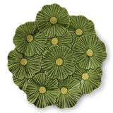 Bajo Plato Margaritas Verdes y Amarillo. Set de 4