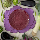 Individuales Veggies en Algodón Morado Bordado de Repollo. Set de 4