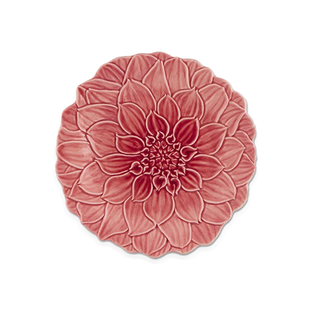 Plato para ensalada de cerámica en forma de flor Dalia color rosa, marca Bordallo Pinheiro