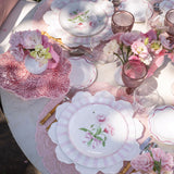 Individual Flor Hibiscus en Loneta de Algodón Rosa Pastel. Set de 4