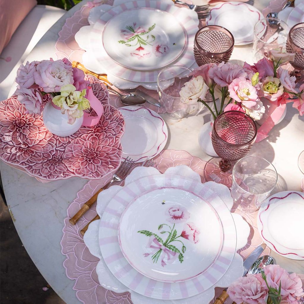 Plato Pastelero en forma de Dalia Rosa de Cerámica de Bordallo Pinheiro