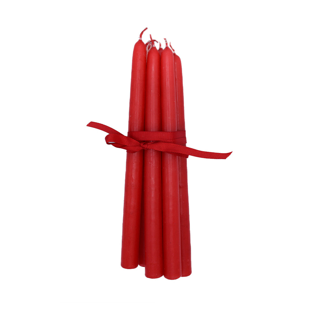 Set de 6 velas de cera de abeja color rojo