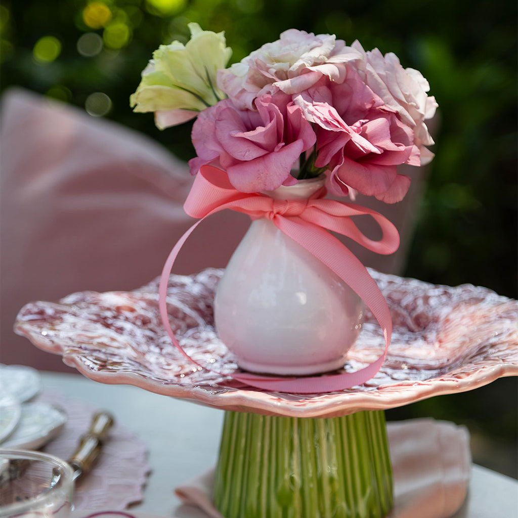 Plato Pastelero en forma de Dalia Rosa de Cerámica de Bordallo Pinheiro