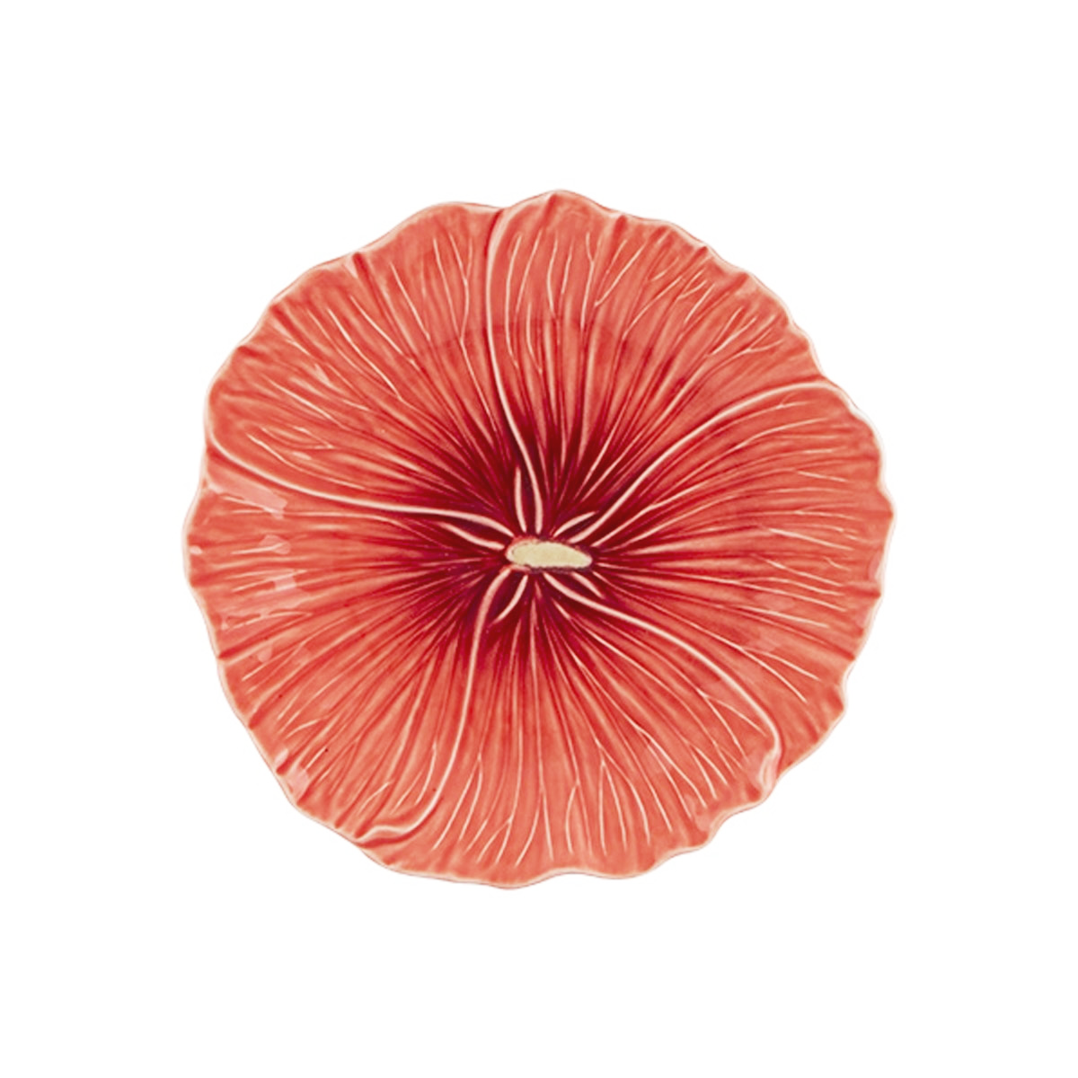 Plato para ensalada de cerámica en forma de flor Hibiscus en naranja, marca Bordallo Pinheiro
