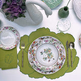 Individuales Veggies en Algodón Verde Bordado de Repollo. Set de 4