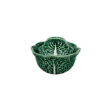 Bowl para sopa con tapa de cerámica en forma de hoja de repollo verde marca Bordallo Pinheiro