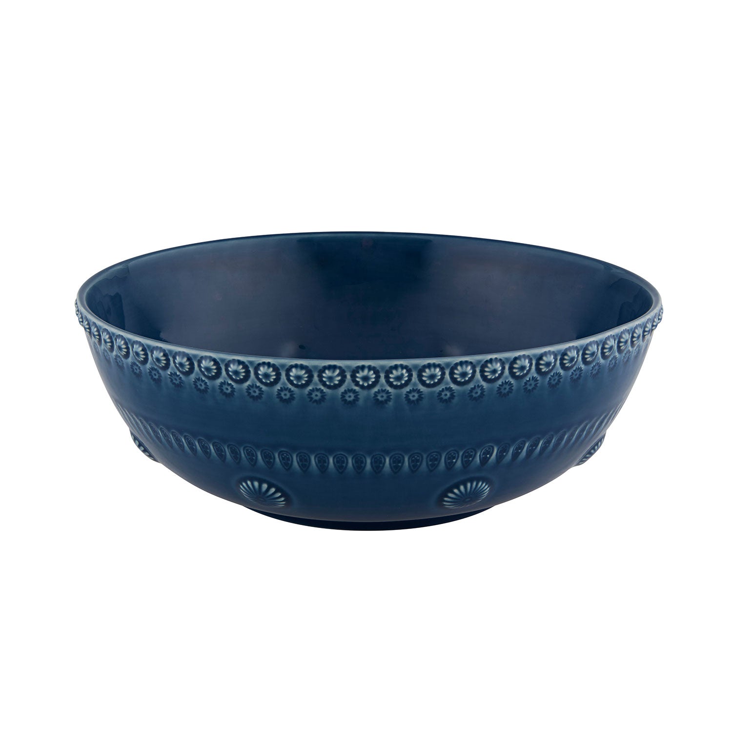 Ensaladera grande de 30cm de diámetro, de la colección Fantasía de la marca Bordallo Pinheiro, color Azul Rey
