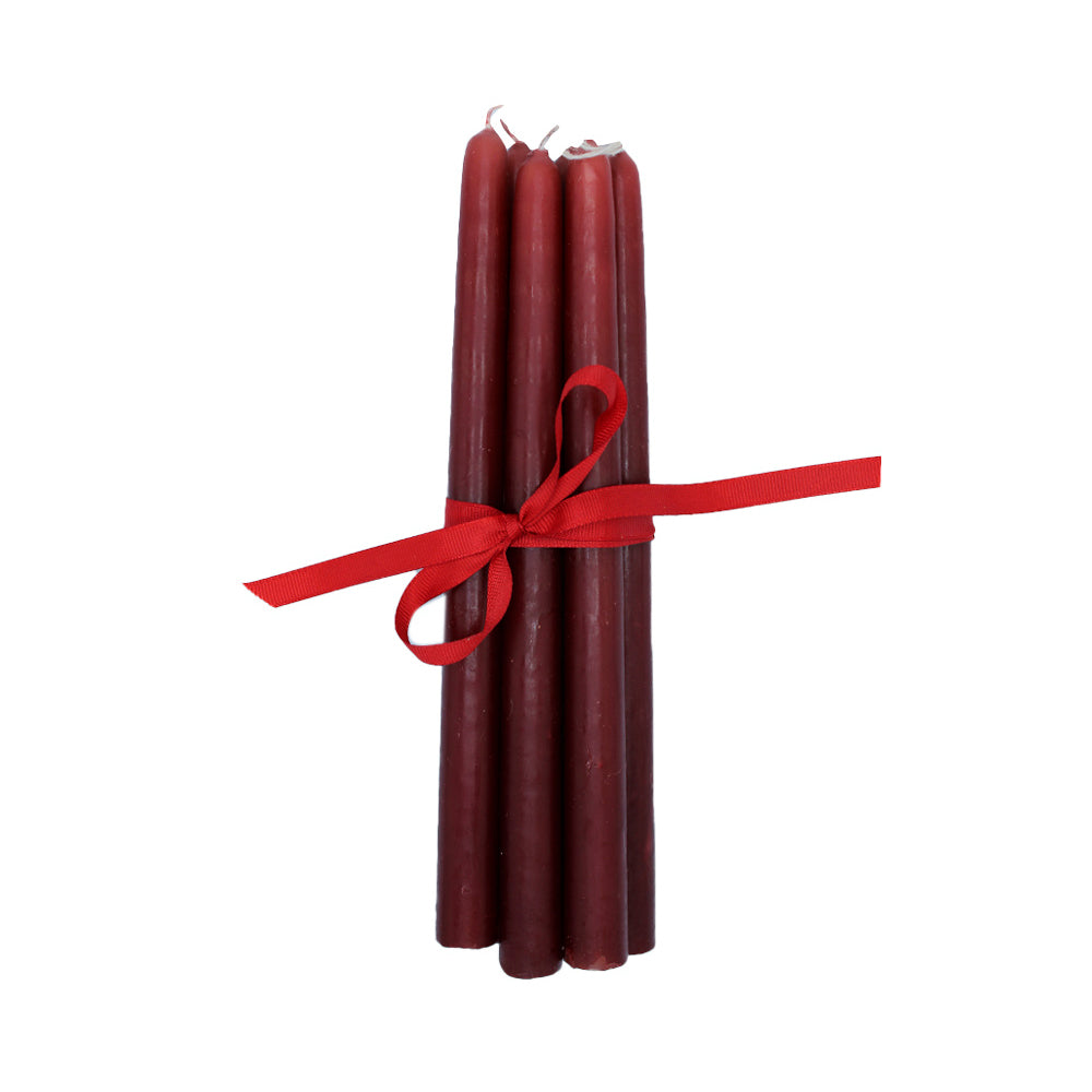 Set de 6 velas de cera de abeja color Burgundy