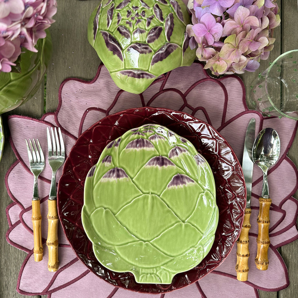 Plato Trinche Amazonia Color Burgundy de Bodallo Pinheiro. Set de 4