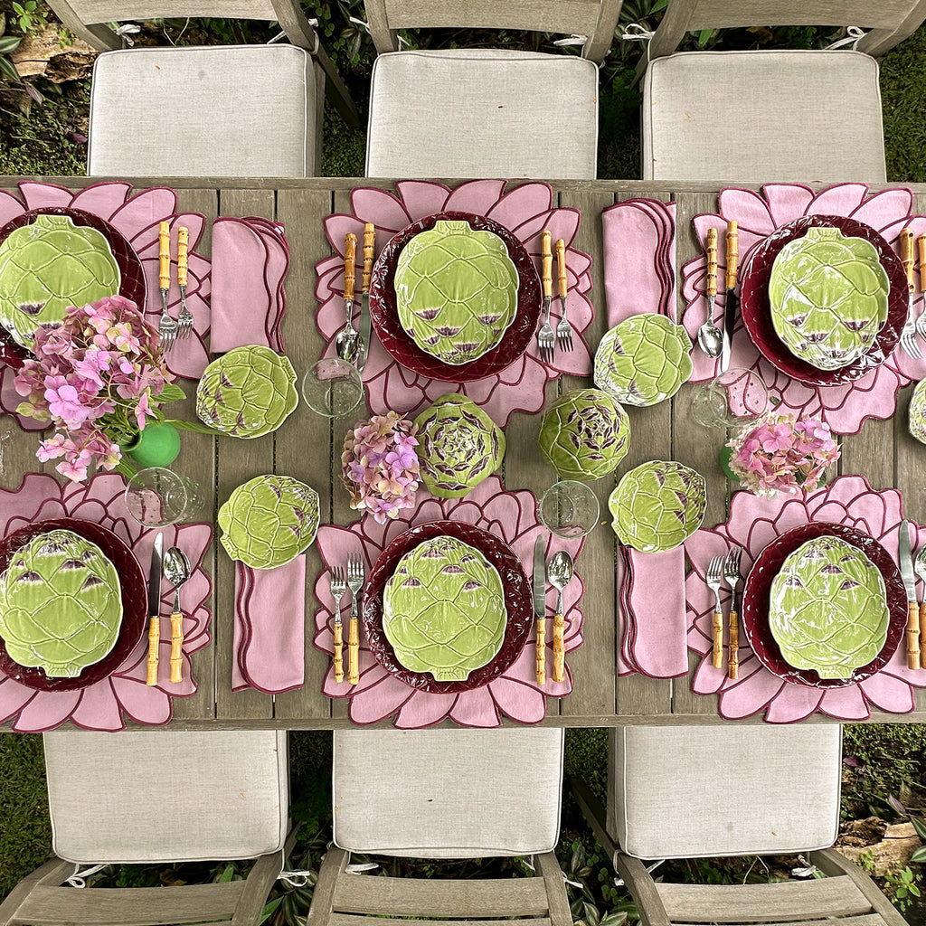 Platos para Pan en Forma de Alcachofa Verde de Bodallo Pinheiro. Set de 4