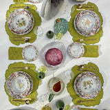 Individuales Veggies en Algodón Verde Bordado de Repollo. Set de 4