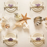Servilleteros La Mar Bodado de Pulpo en Lino Morado . Set de 4