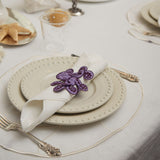 Servilleteros La Mar Bodado de Pulpo en Lino Morado . Set de 4