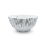 Set de 4 Platos Trinche y Bowls en Blanco con Rayas Grises
